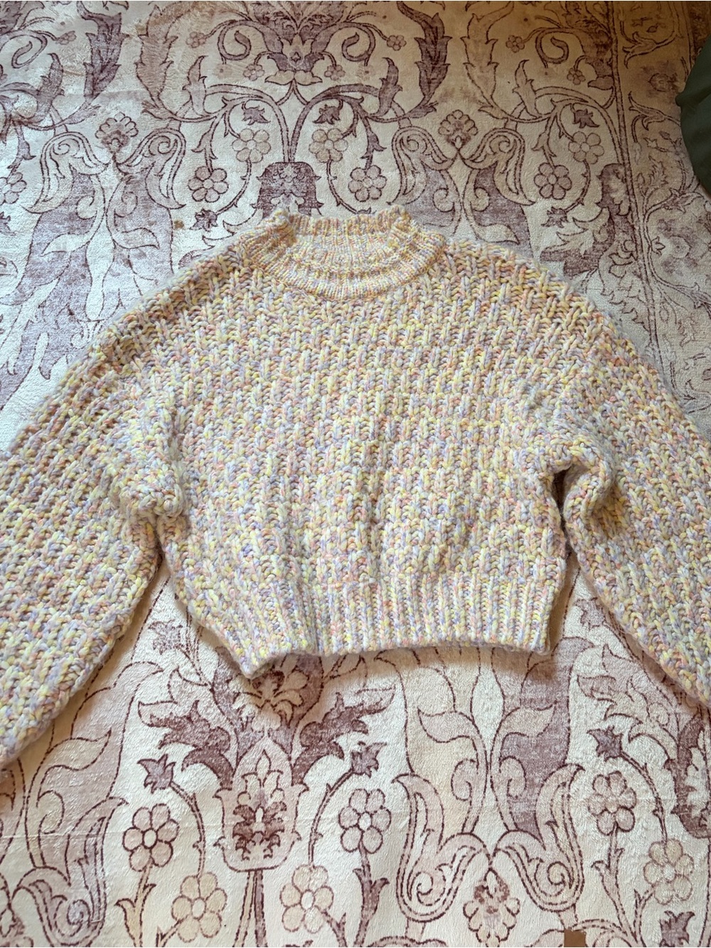 Universal Thread Pastel Multicolor Chunky Knit Cropped Sweater